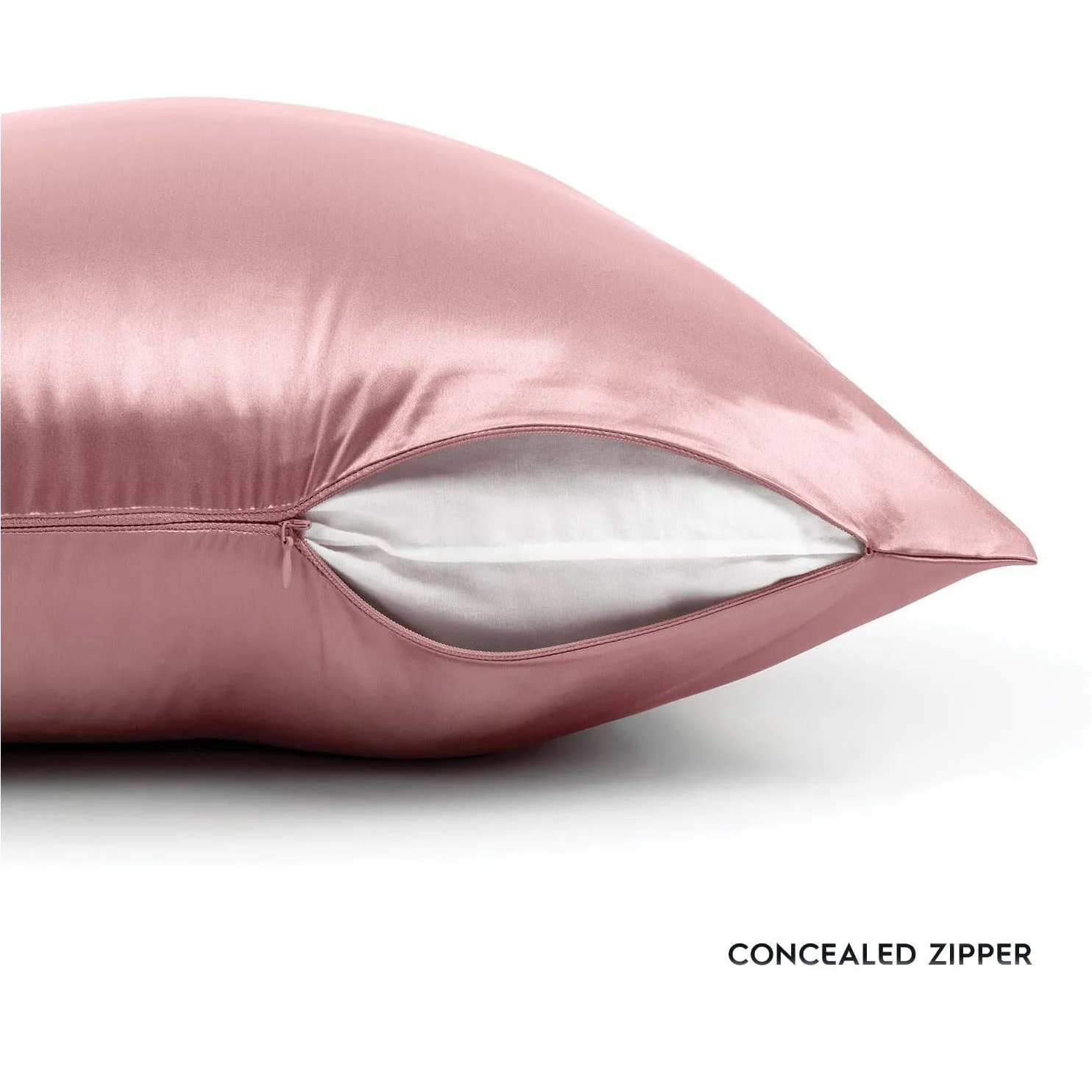 Pink Silk Pillowcase - NZ Standard Size - Zip Closure