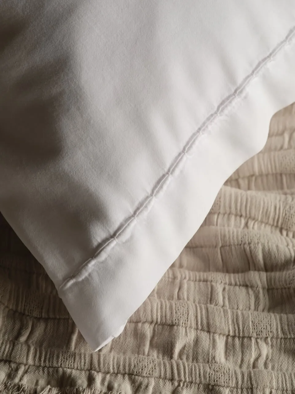 Porto Set of 2 White Cotton Bedlinen Pillowcases