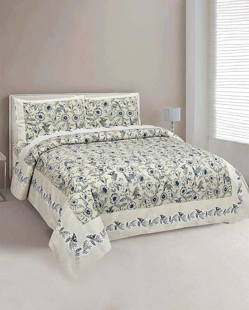 Posh Sanganeri Cotton Flat Bedding Set | Double Size | 93 x 108 inches