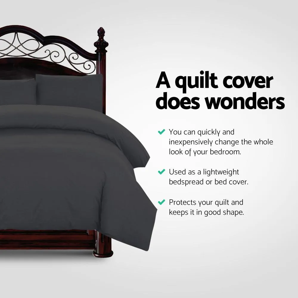 Queen Size Classic Quilt Cover Set - Black