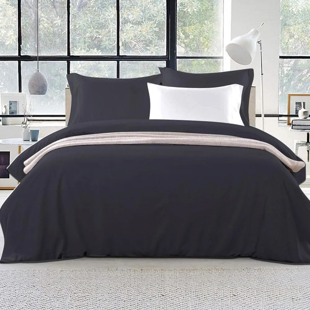 Queen Size Classic Quilt Cover Set - Black