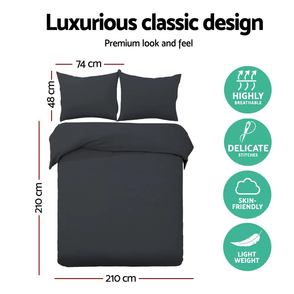 Queen Size Classic Quilt Cover Set - Black