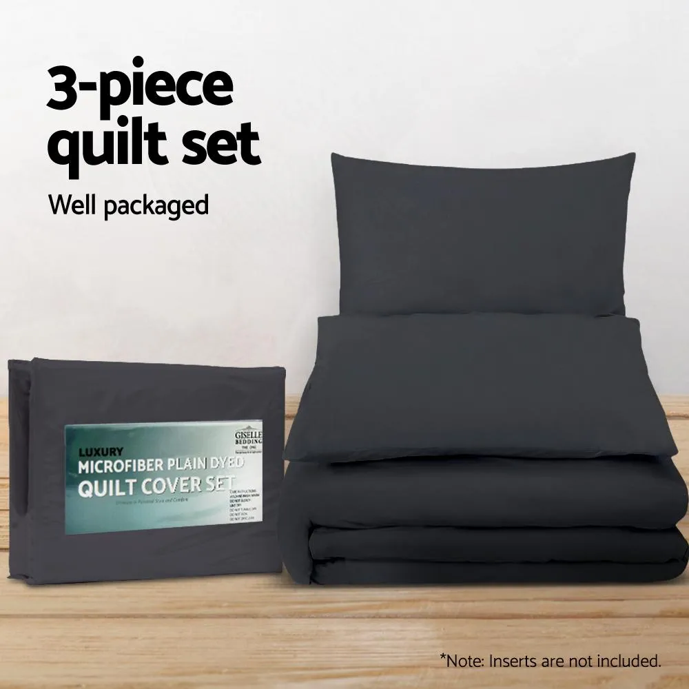 Queen Size Classic Quilt Cover Set - Black