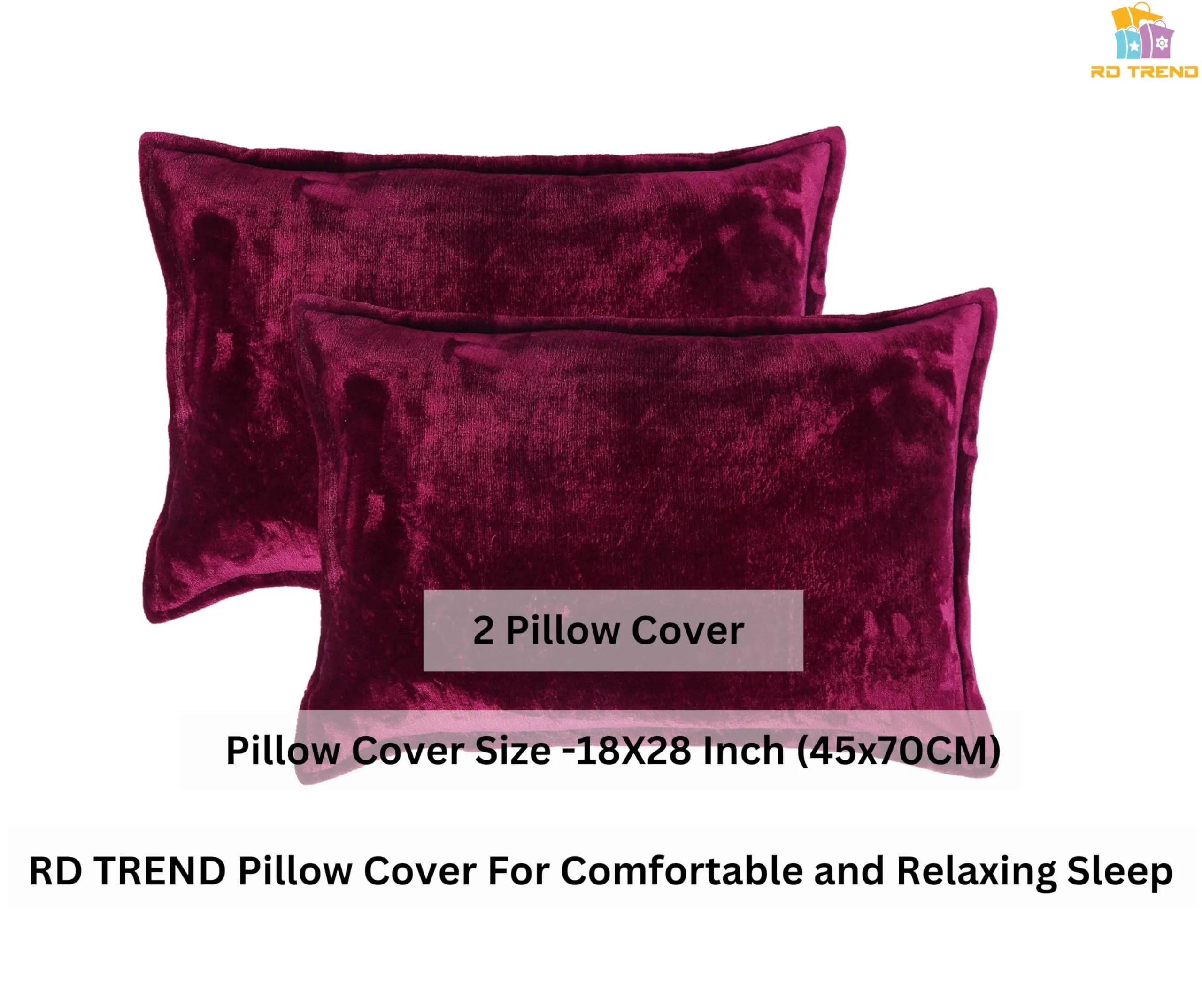 RD TREND 250 Gsm Flannel Warm Elastic Fitted Bedsheets For Winter,King Size(78X72X8 Cm),2 Pillow Covers(18X28 Cm)(Wine,King),210 TC