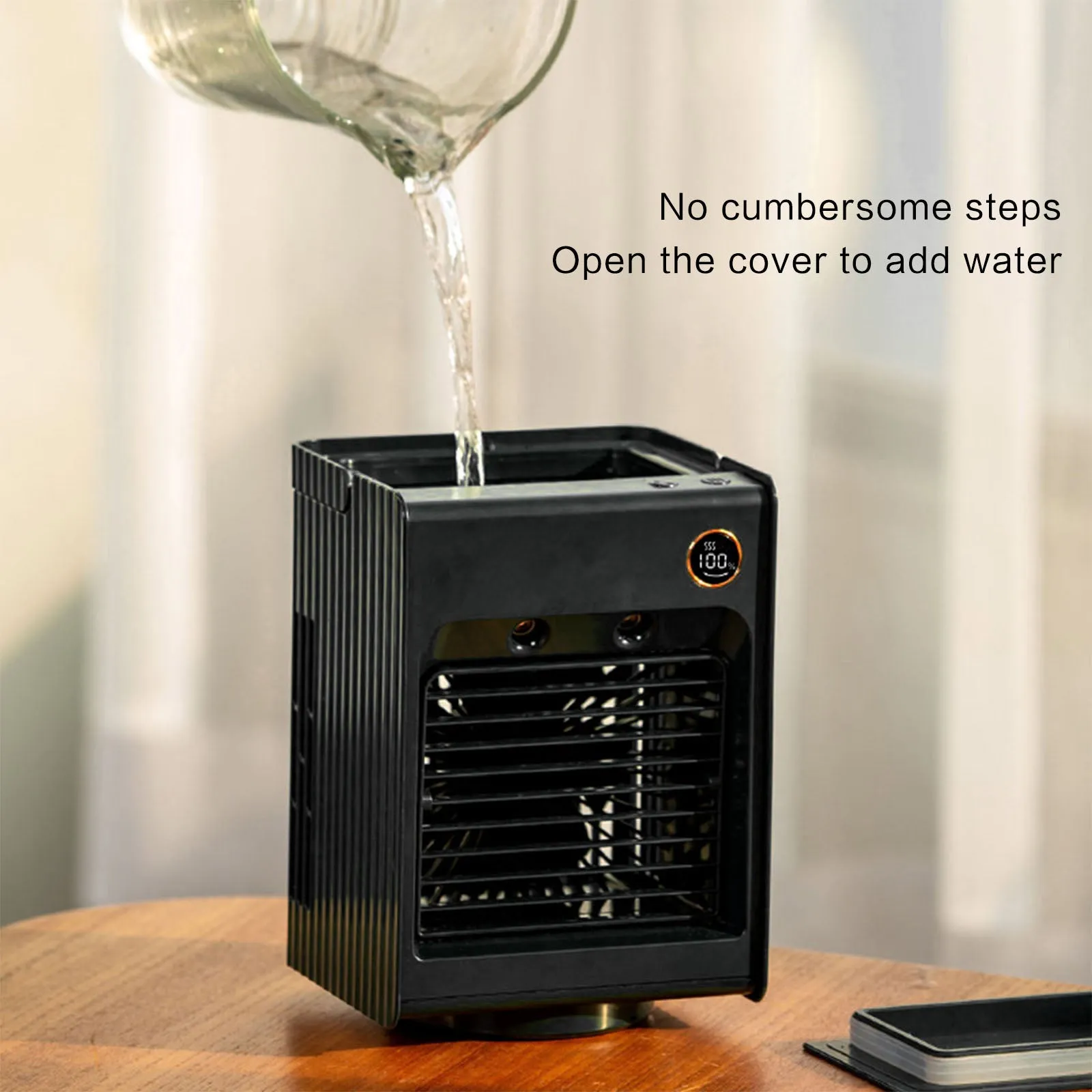 Rechargeable Desktop Air Cooler and Portable Fan 3-Speed Evaporative with 300ml Water Tank