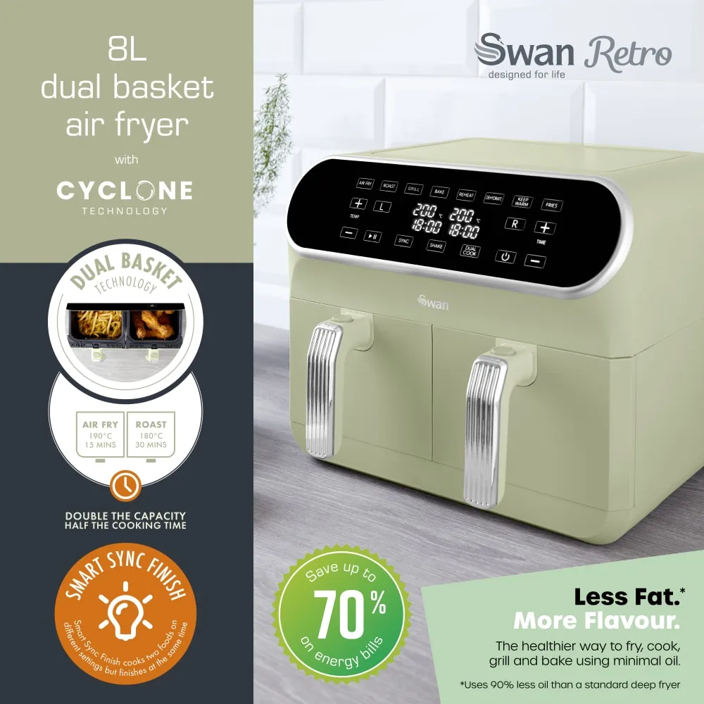 Retro 8L Dual Basket Air Fryer