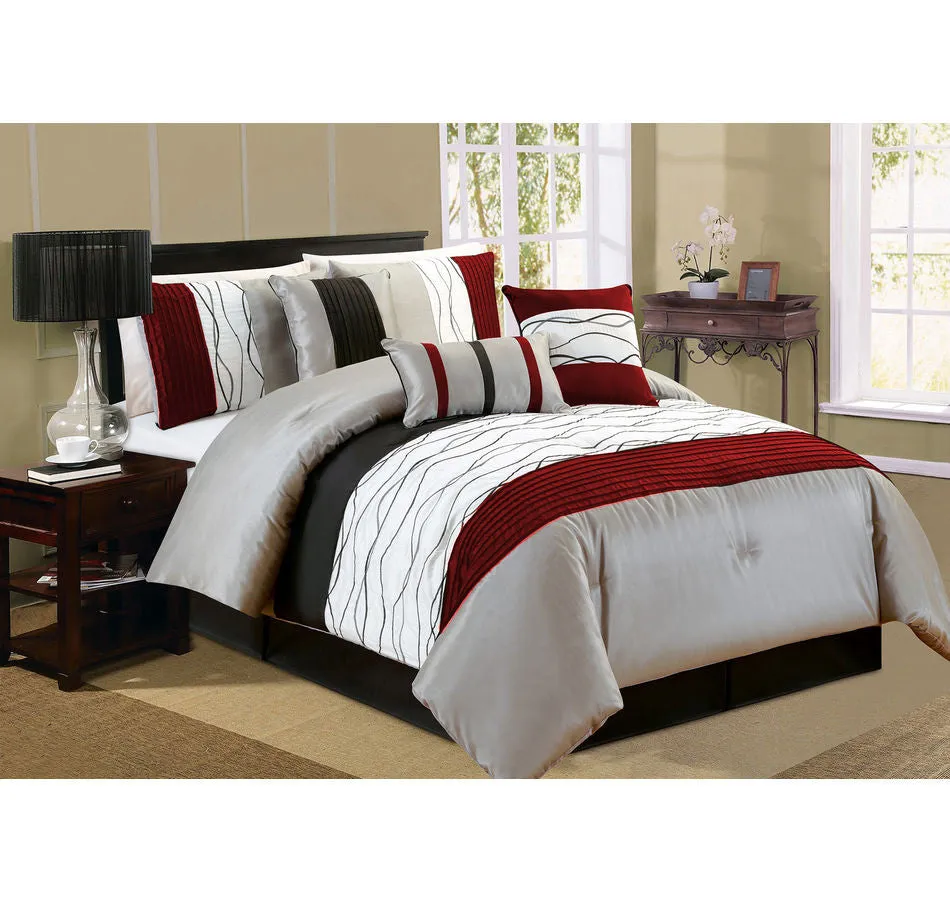 Ripple Red 7-piece Comforter Set