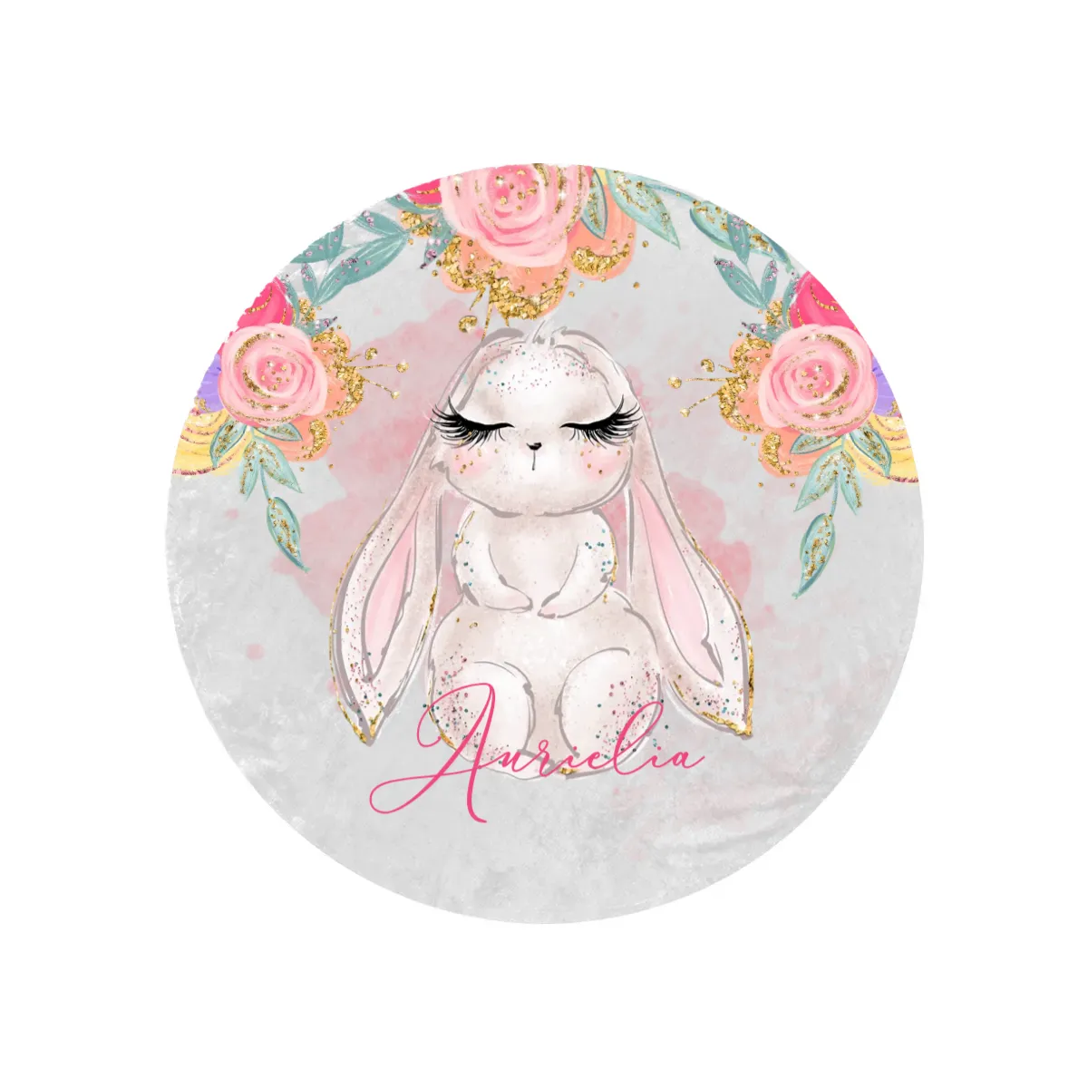 Round Blanket Personalised Rabbit