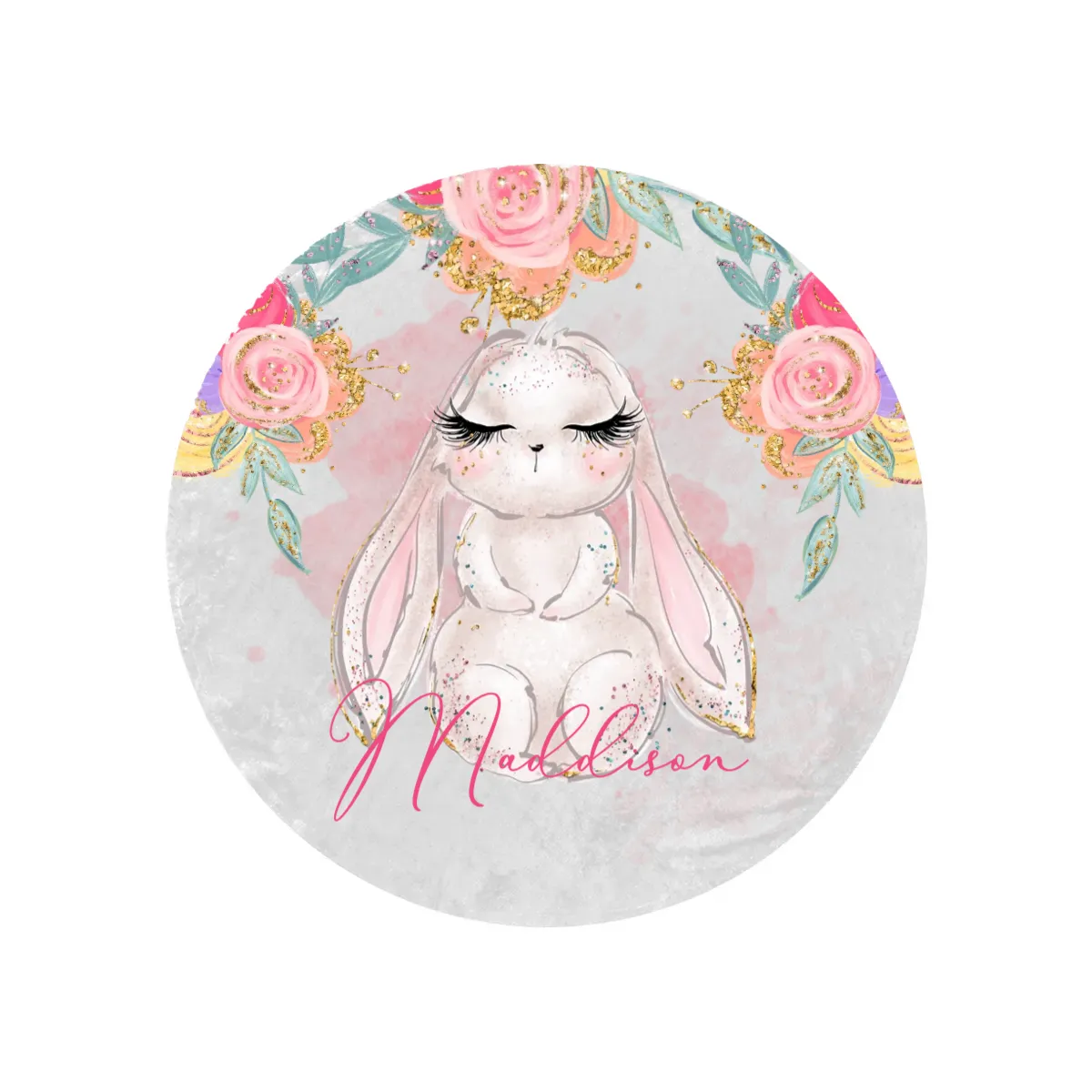 Round Blanket Personalised Rabbit