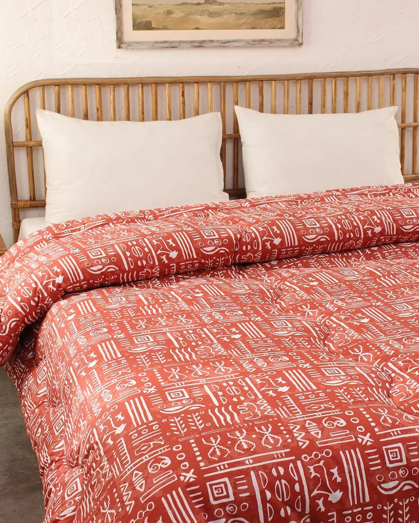 Rust Gamathi Cotton Comforter | Single Size | 60 x 90 inches