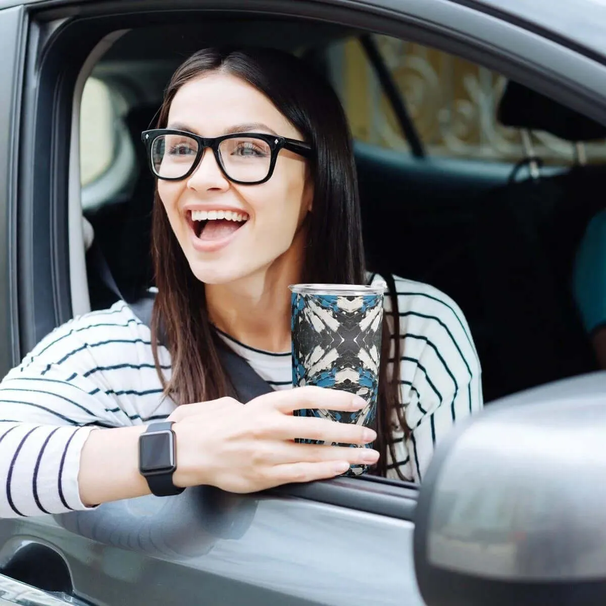 Sapphire Noir Patterned Car Cup