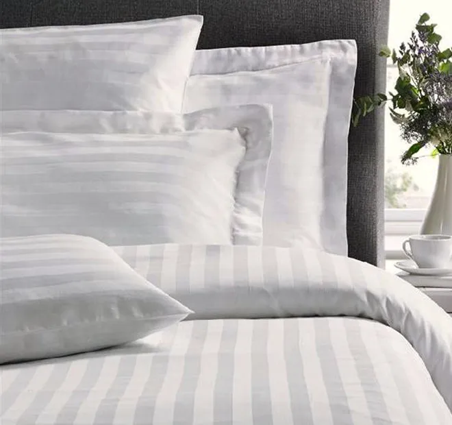 Satin Stripe 250THC Polyester Cotton Cuff Standard Pillowcase White