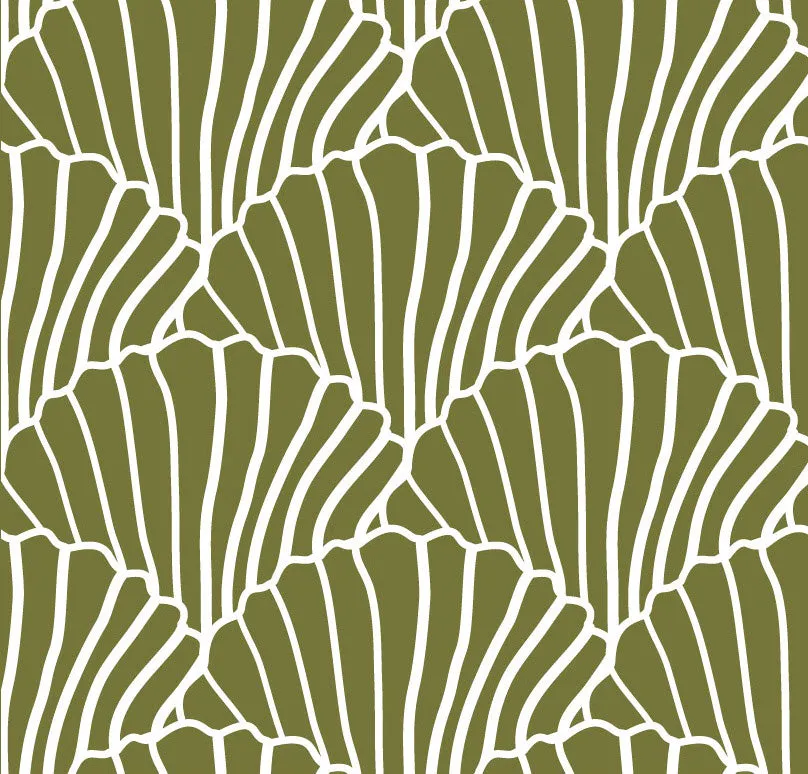 SEASHELLS | Olive green | Pillowcase | 60x70cm/ 23.6x27.5"