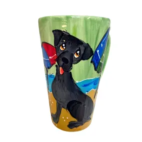 Seaside Sidekick Sipper: Beach-Themed Black Lab Handmade Ceramic Mug