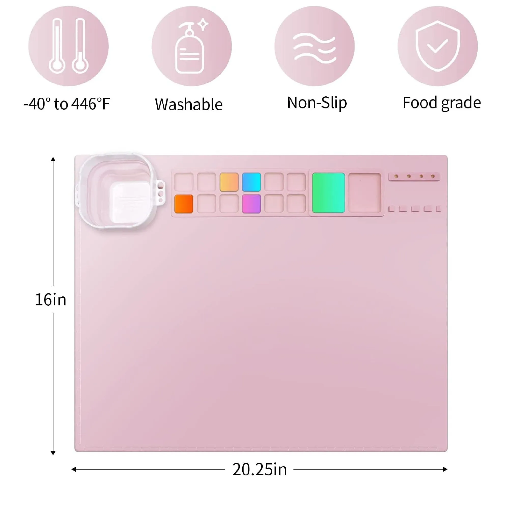 Silicone Craft Mat | Thick Silicone Craft Mat | Creator Painting | 20.9" x 16.3" Large Non-Slip Silicone Mat With Cleaning Cup