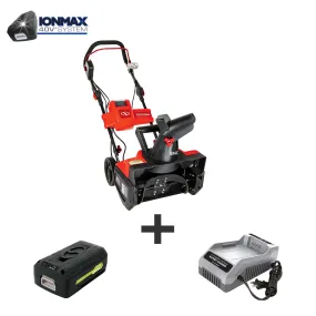 Snow Joe iON18SB-PRO-RED 40V iONMAX Cordless Single Stage Snow Blower Kit | 18-Inch | W/ 5.0-Ah Battery and Charger (Red)