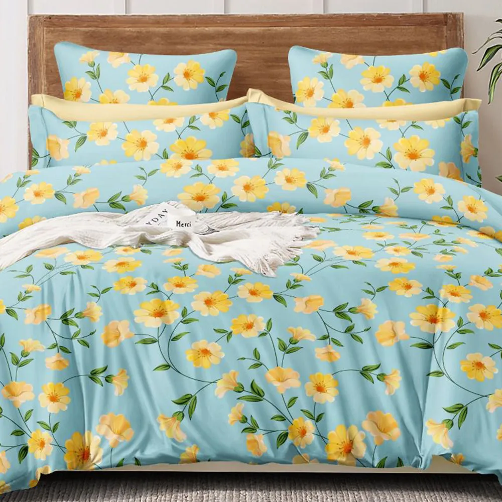 Super Soft Daffodils Design Cosy Comforter Set (4 pc Set, king Size)