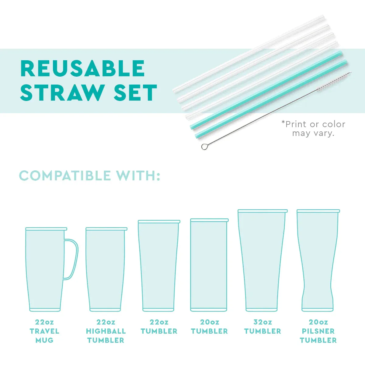 Swig | Paradise   Hot Pink Reusable Straw Set