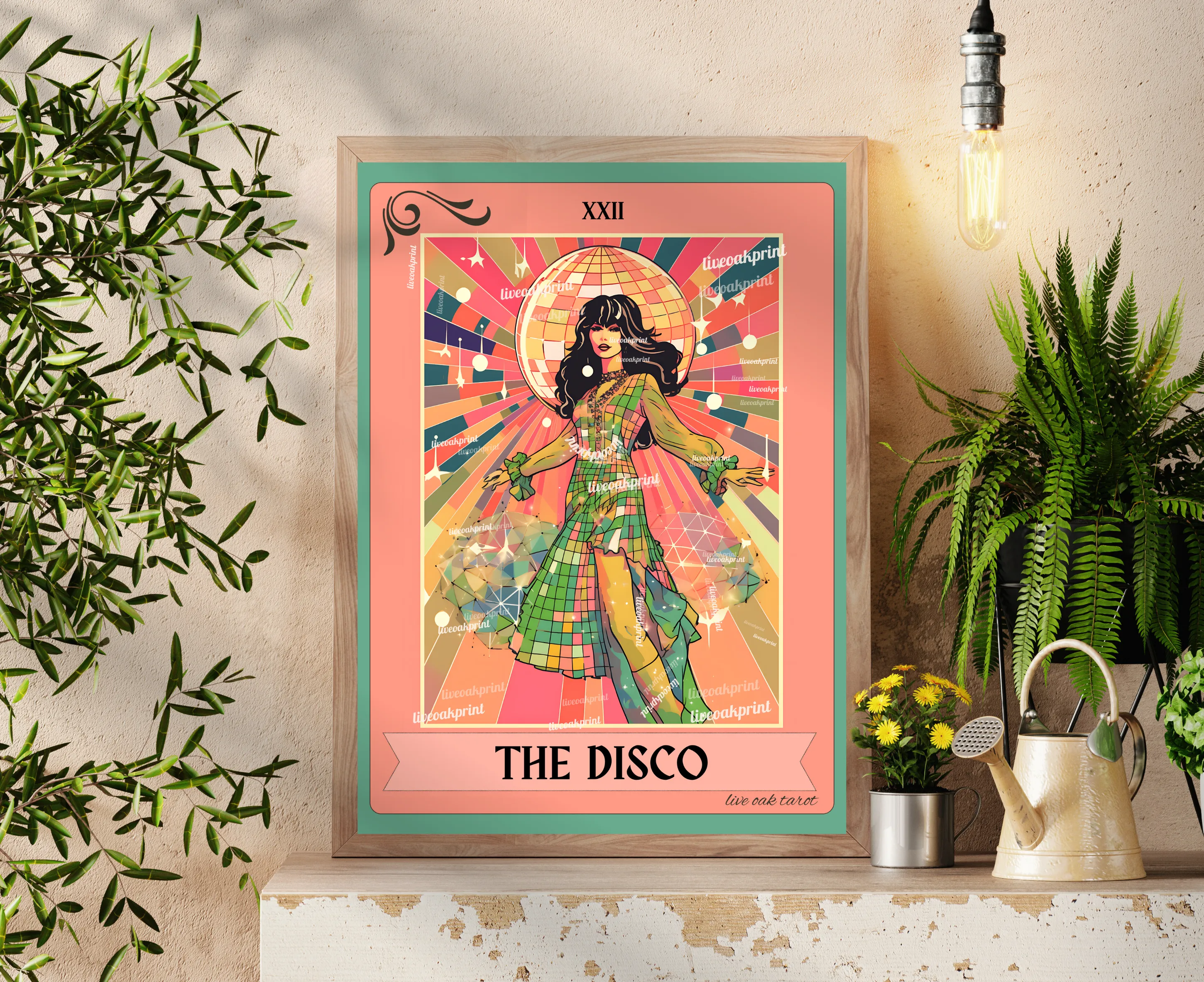 The Disco Tarot Card - Disco Ball Print - Disco Ball Poster - Discoball Print - Disco Ball Wall Art - Preppy Wall Art - Trendy Wall Art