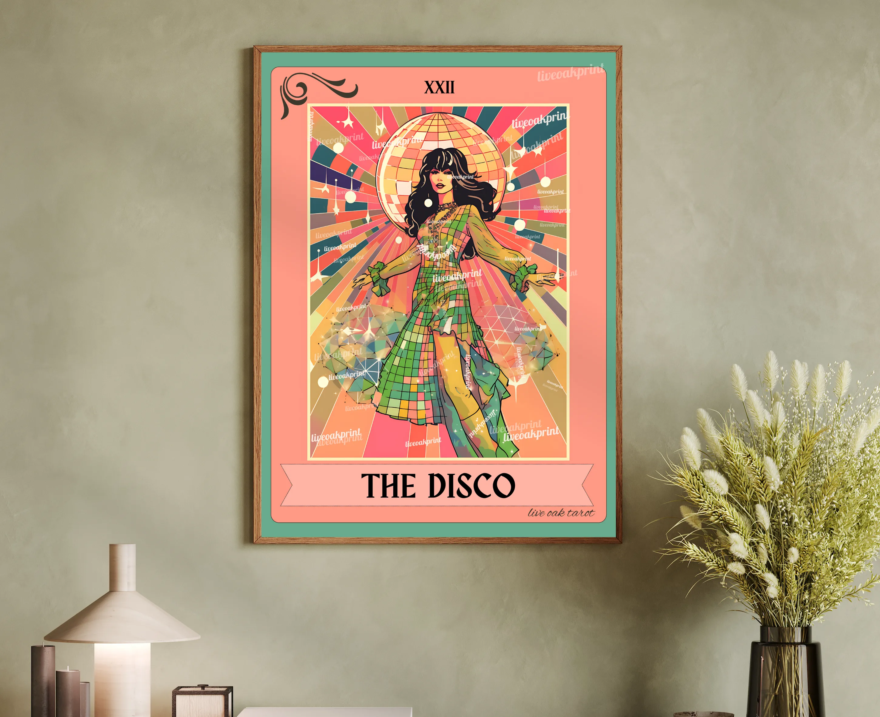 The Disco Tarot Card - Disco Ball Print - Disco Ball Poster - Discoball Print - Disco Ball Wall Art - Preppy Wall Art - Trendy Wall Art