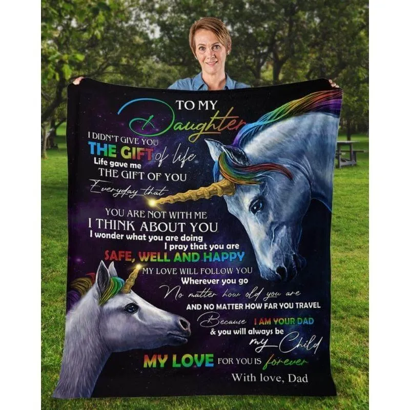 To My Daughter - From Dad - UnicornBlanket - A318 - Premium Blanket