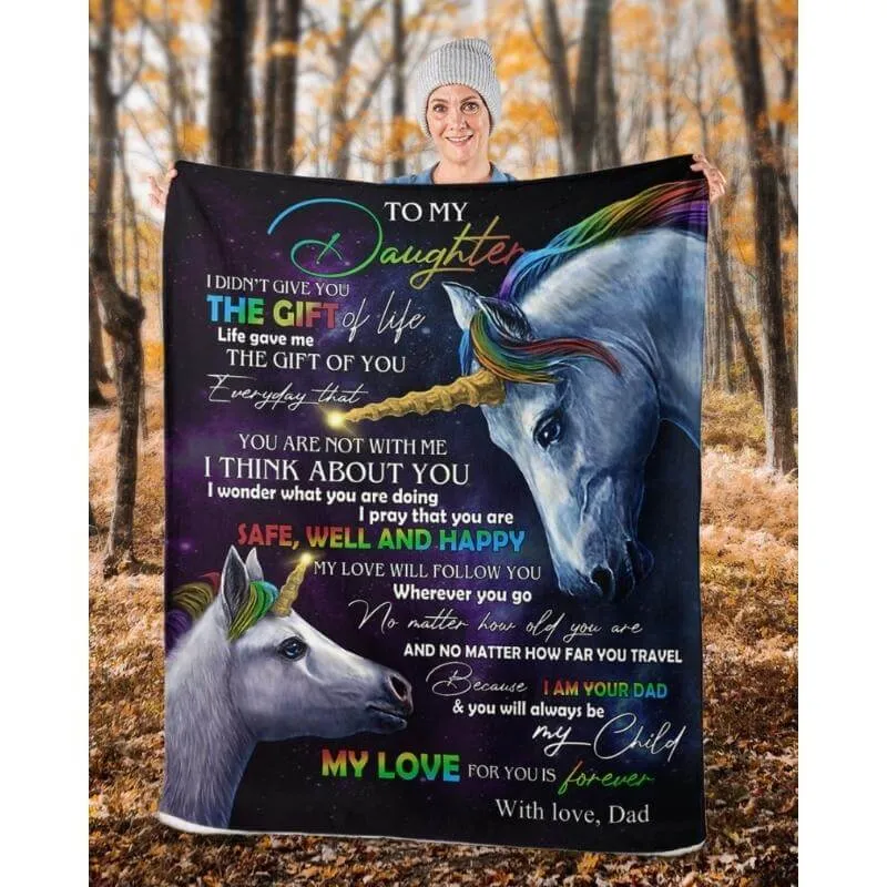 To My Daughter - From Dad - UnicornBlanket - A318 - Premium Blanket