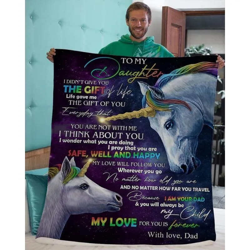 To My Daughter - From Dad - UnicornBlanket - A318 - Premium Blanket