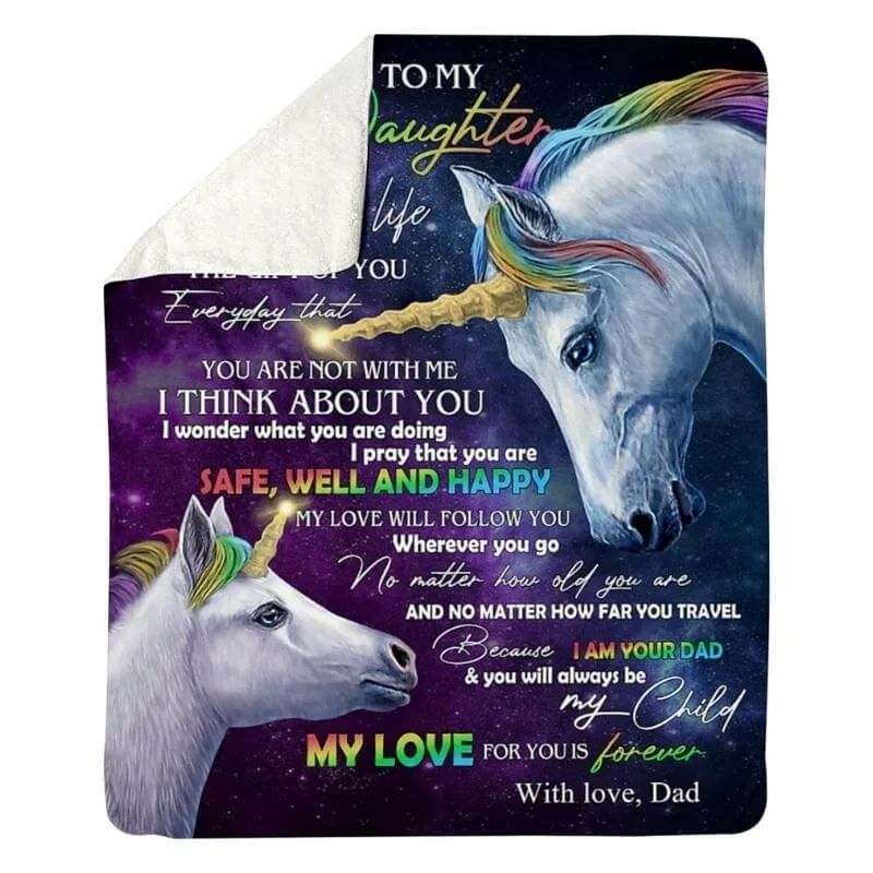 To My Daughter - From Dad - UnicornBlanket - A318 - Premium Blanket