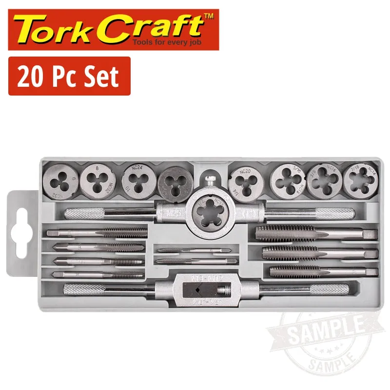 TORK CRAFT 20 PIECE IMPERIAL TAP & DIE SET IN PLASTIC CASE NR SET20-2