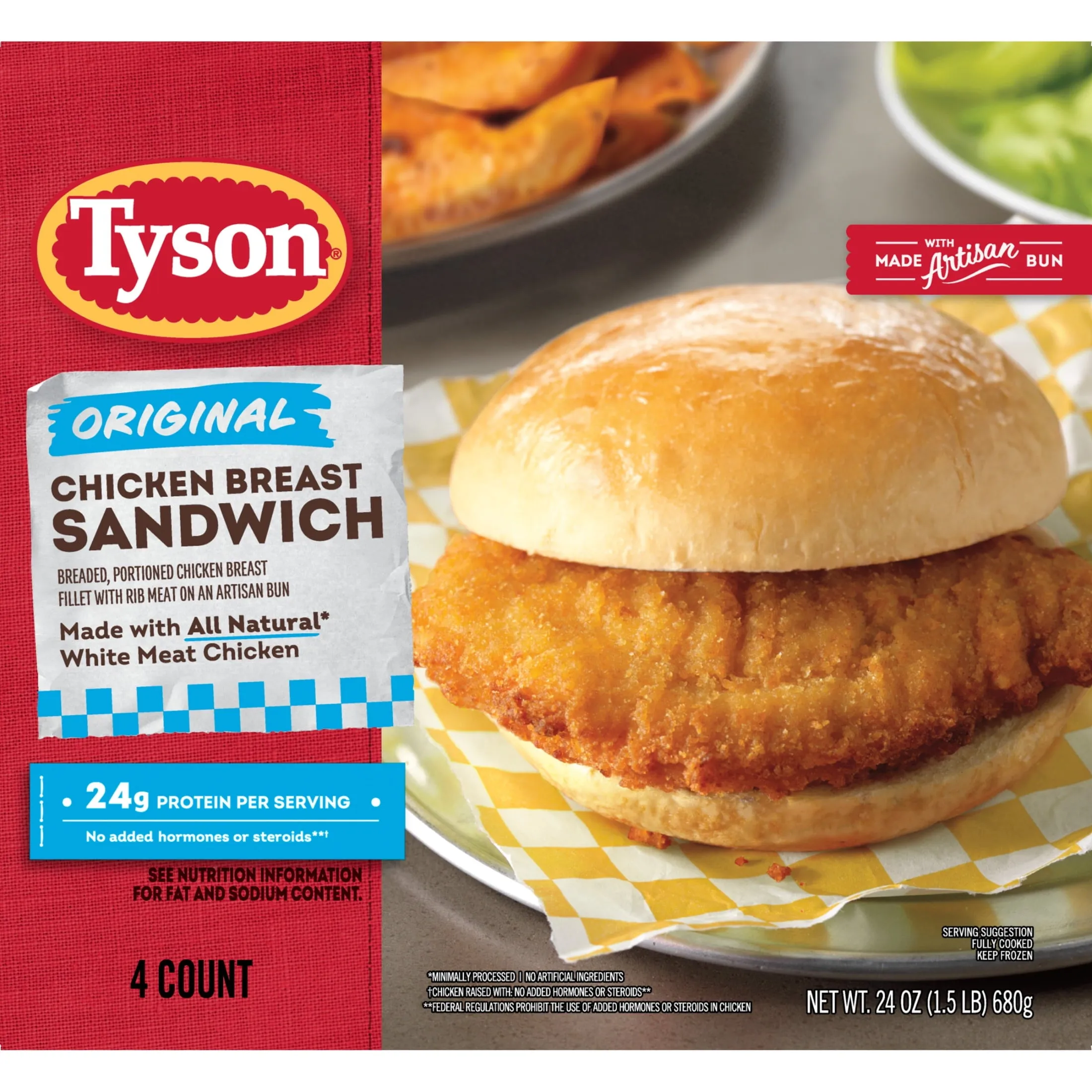 Tyson Original Chicken Breast Sandwich, 24 oz, 4 ct Box