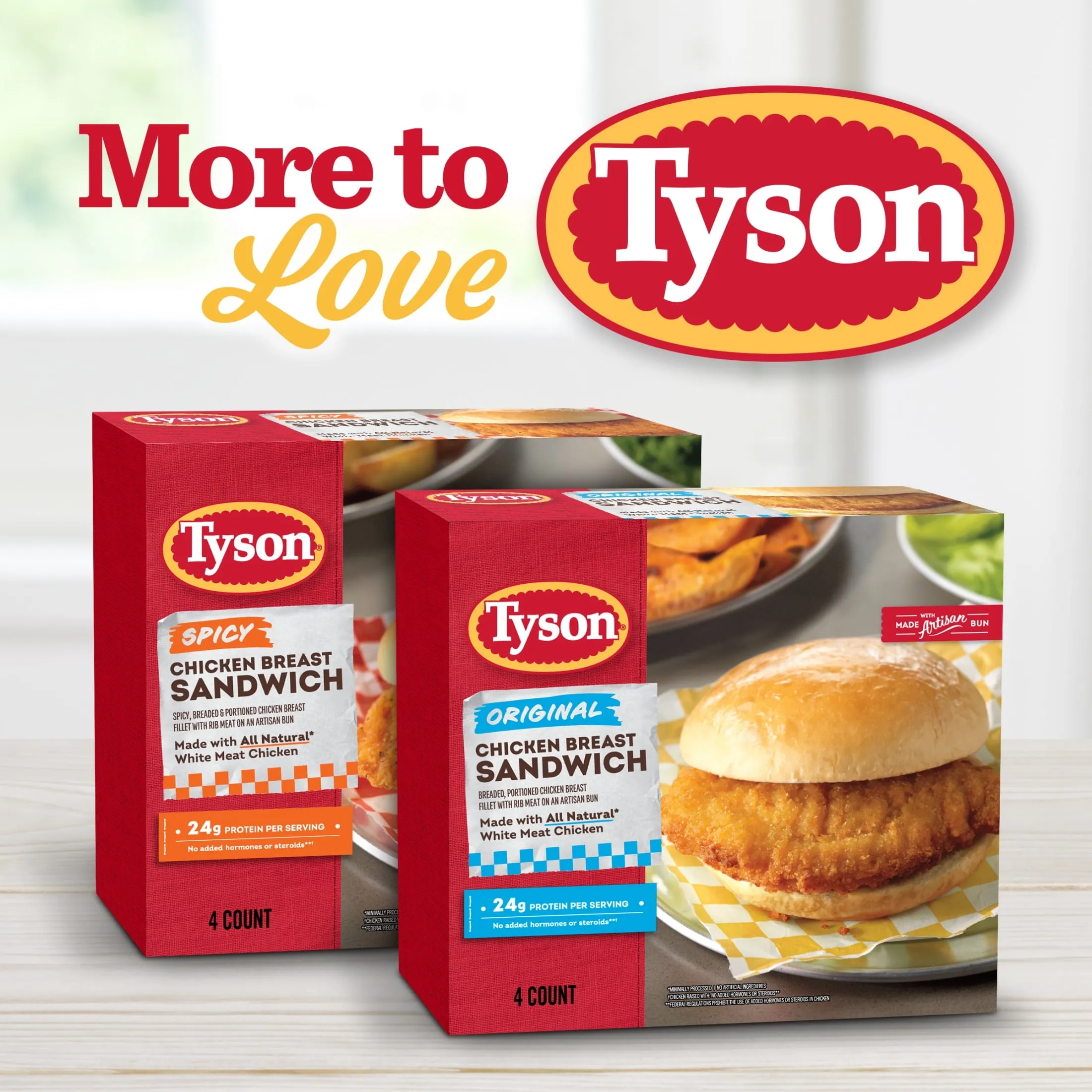 Tyson Original Chicken Breast Sandwich, 24 oz, 4 ct Box