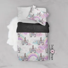 Unicorn Faces and Rainbows Crib and Toddler Bedding Collection