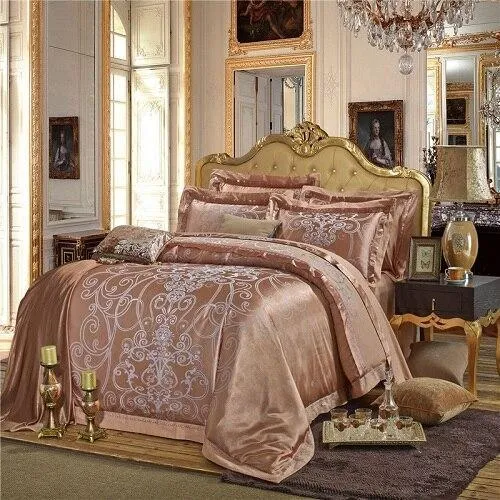 Vetora Luxury Silk Jacquard Cotton Duvet Cover Set