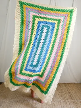 Vintage Op Art Pastel Crochet Blanket