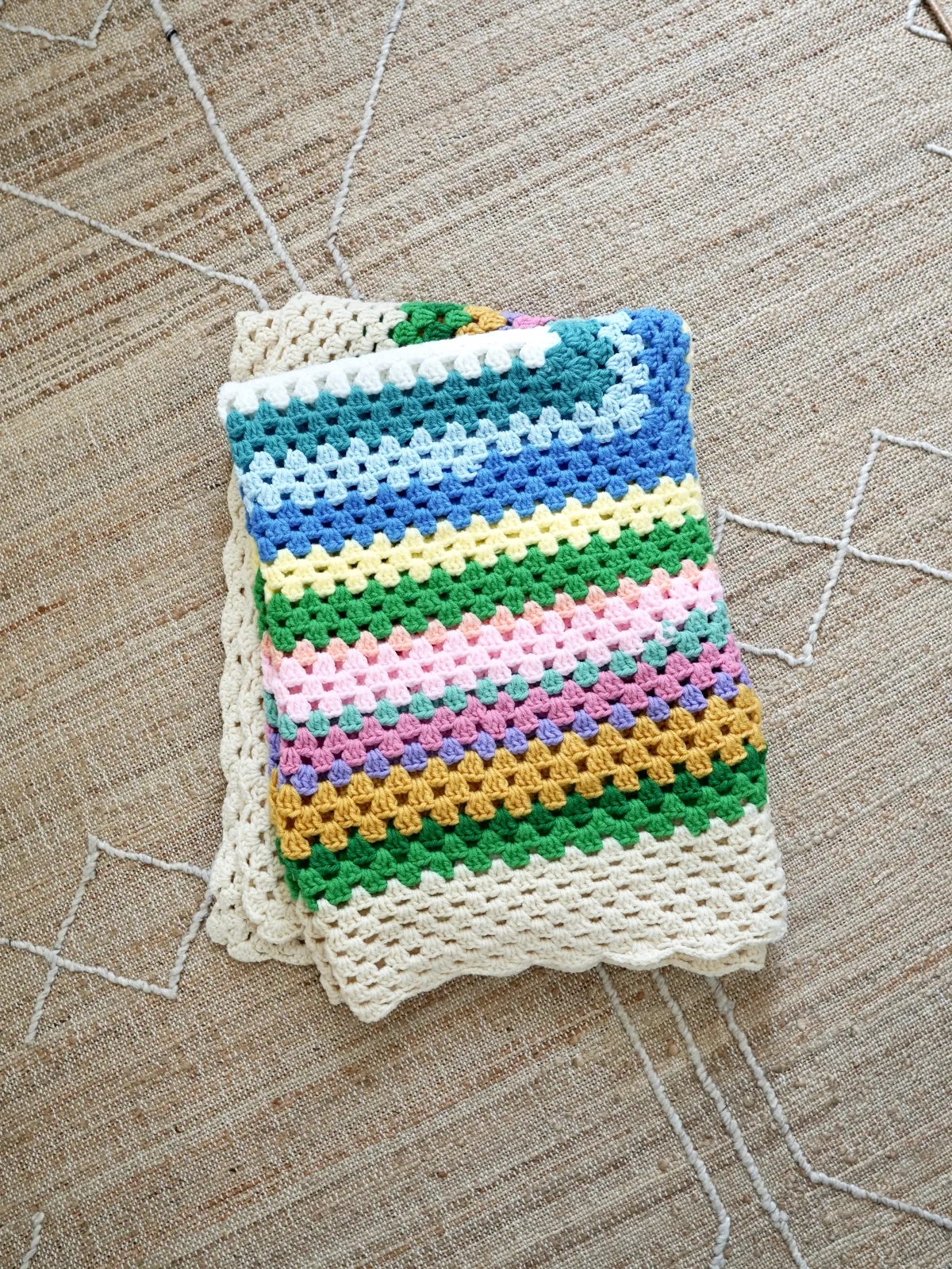 Vintage Op Art Pastel Crochet Blanket