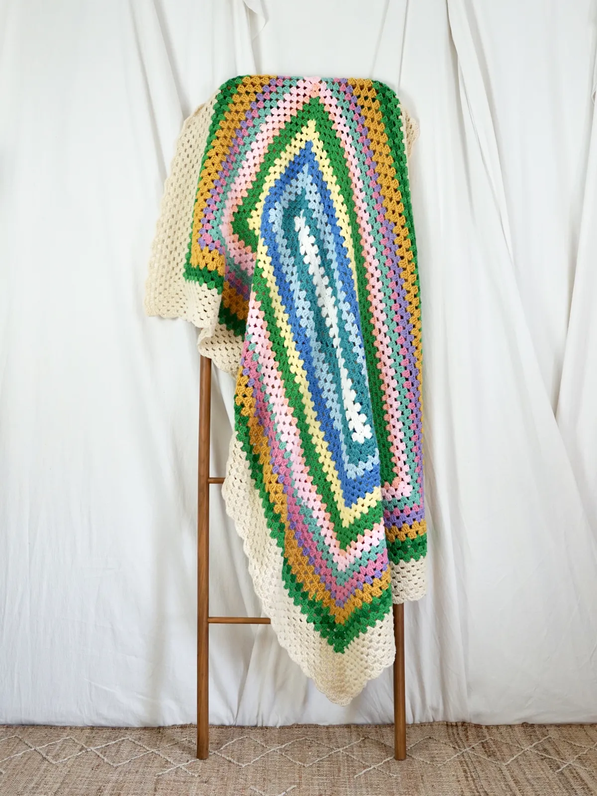 Vintage Op Art Pastel Crochet Blanket