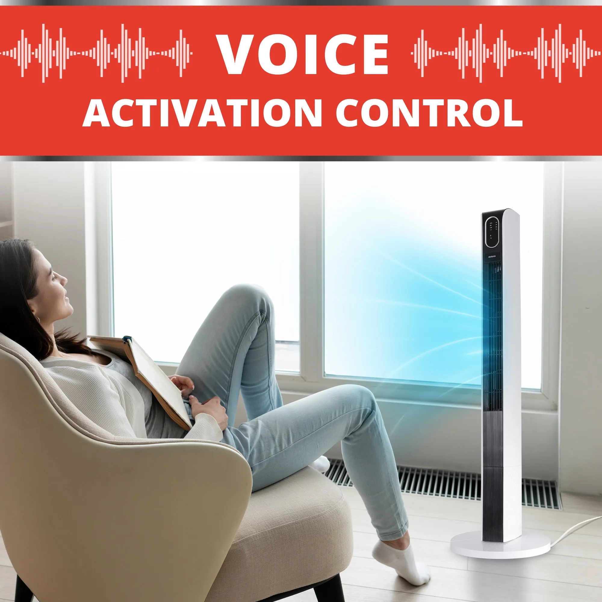 Voice Activated AIWA Intelligence 34" Tower Fan