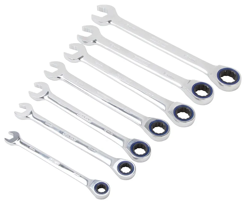 Vulcan PG7M Wrench Set, 7-Piece, Chrome Vanadium Steel, Mirror Polish, Silver, Specifications: Metric :EA: QUANTITY: 1