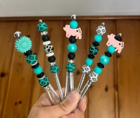 Western Aztec Show Pig /Turquoise Makeup Brush Set