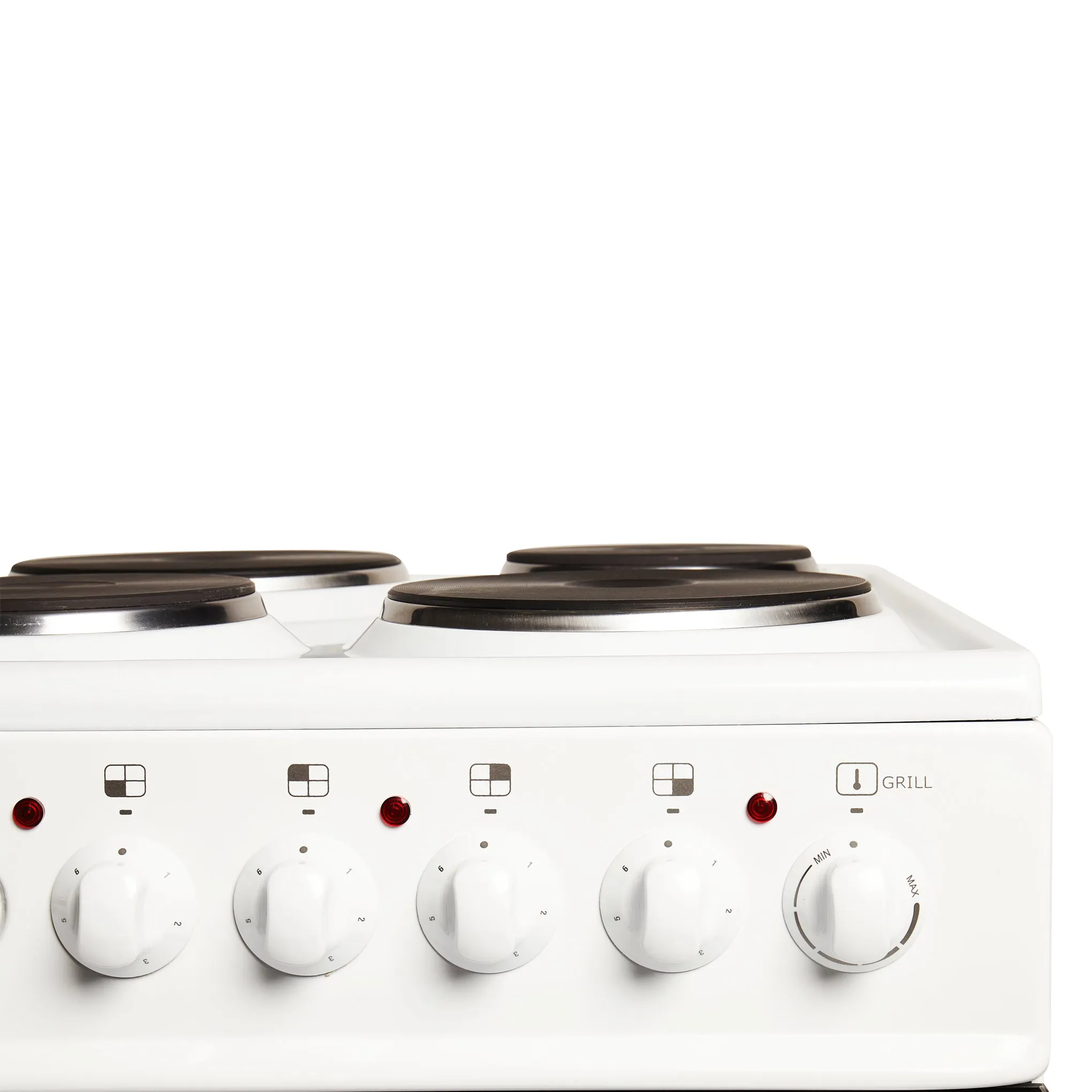 White HEST50W 50cm Twin Cavity Electric Cooker with Solid Plate Hob