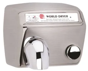 WORLD DRYER® DA52-973 Model A Series Hand Dryer - Brushed Stainless Steel Push Button Surface-Mounted (115V - 15 Amp)