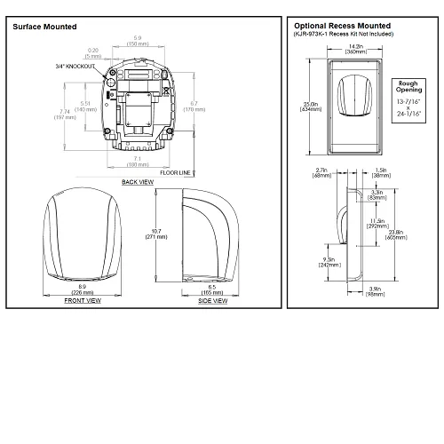 WORLD DRYER® J48-972 Airforce™ Hand Dryer - Polished (Bright) Stainless Steel (50 Hz ONLY - NOT for use in North America)