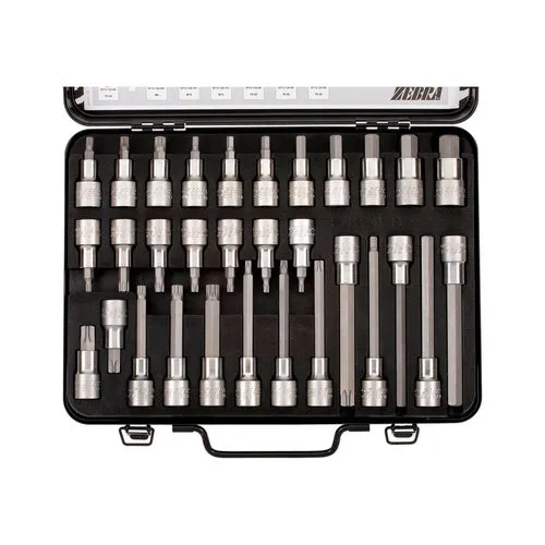 ZEBRA 1/2 Inch Torx, Multi-Point (12-Point), and Allen Socket Assortment (31 Pieces)